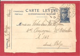 Y&T N°FM CARTE LETTRE PARIS Vers A142 ARMEE BELGE 1915 3 SCANS - Esercito Belga