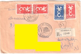 4865 STRASBOURG Conseil De L'Europe Ob 13 9 1958 Lettre Recommandée Cachet Illustré 20 F 35 F Europa Yv 1173 1174 - Briefe U. Dokumente