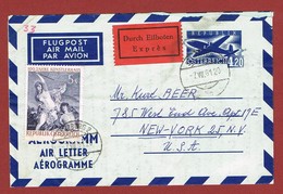 Luftpost Aerogramm  Ab Österreich  Nach U S A  1961, Mit Express Gebühr Porto 9.20 Sch; 2 Scan - 1945-60 Storia Postale