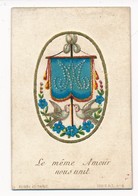 Image Pieuse XIXe Chromo Et Dorures Blason De Marie Le Même Amour Nous Unit - Aubry éditeur - Holy Card - Images Religieuses