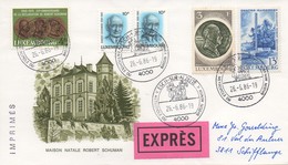 RE36    Exprès  "timbres  Robert Schuman + Centre Européen" 1986 - Cachet Esch-sur-Alzette  TTB - Storia Postale