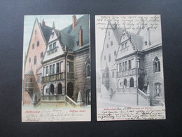 2 AK Halberstadt Mit Ansicht Des Rathaus / Freitreppe 1904 Und 1905 Gesendet Nach Wernigerode - Halberstadt