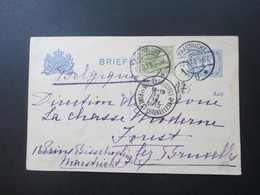 Niederlande Ganzsache 1913 Mit Zusatzfrankatur Maastricht - Forest Brüssel In Belgien - Lettres & Documents