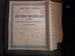 Action Nouvelle " Sté Linière De Bruxelles " 1858 Textile N° 5666 Reste Des Coupons - Tessili