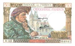 Billet  >  France > 50 Francs 1941 (comme Neuf) - 50 F 1940-1942 ''Jacques Coeur''