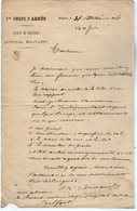 VP13.173 - MILITARIA - Lettre Du Médecin Chef ARNAUD à L'Hopital De BELFORT - Documents