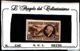 73128) ALBANIA-Vittorio Emanuele III - POSTA AEREA - 4 Agosto 1939-MLH* - Albanie