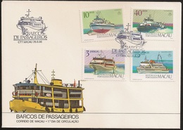 Macau Macao Chine FDC 1986 - Meios Transportes Tradicionais - Barcos Passageiros - Stamp Passenger Ferries - MNH/Neuf - FDC