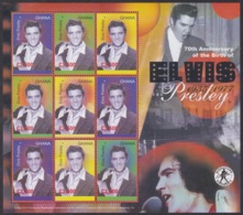 Sheet III, Ghana Sc2498 Music, Singer Elvis Presley (1935-77), 70th Anniversary Of The Birth, Chanteur, Musique - Singers