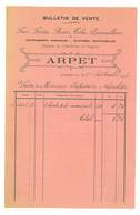 FERS FONTES ACIERS 1921 BULLETIN DE VENTE ARPET DOMPIERRE-SUR-BESBRES 03 - Landwirtschaft