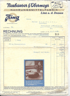 WIEN,1937 NAHRUNGSMITTELFABRIK  - Neuhauser &Vbermeyr  Invoice Faktura - Austria Wien - Autriche