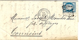 1872 - - Lettre De Bône ( Algérie ) Cad  PHILIPPEVILLE / BAT. A VAP.    Affr. N° 60  Oblit. G C 2240 - Correo Marítimo