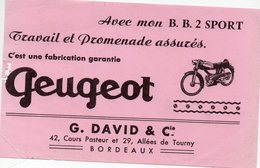 Bordeaux (33 Gironde) Buvard David / Bb2 PEUGEOT (PPP8597) - Transport