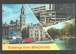 Bradford - Greetings From Bradford - Multiview - Vintage Bus / Car - 1971 - Bradford