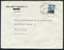 1949 Turkey Dogan Saglik Ve Sigortalari, Galata Cover - Argus Press Agency, Geneva Swizerland - Briefe U. Dokumente