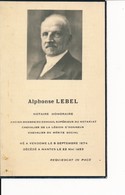 Faire-part Memento Mori Alphonse LEBEL Notaire à Nantes - Devotieprenten