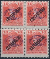 ** Debrecen I. 1919 Károly/Köztársaság 10f Négyestömb Garancia Nélkül (30.000) - Other & Unclassified