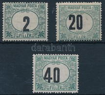 ** * 1920 Magyar Posta Portó 2f, 20f, 40f Eltolódott értékszámokkal / Postage Due Mi 52, 55, 56 With Shifted Numerals - Andere & Zonder Classificatie