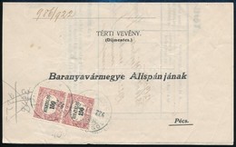 1922 Hivatalos 100f Pár Térti-vevényen - Altri & Non Classificati