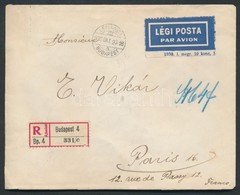 1930 Ajánlott Légi Levél Párizsba / Registered Airmail Cover To Paris - Andere & Zonder Classificatie