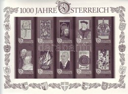 ** 1996 1000 éves Ausztria Blokk Mi 12 Vágott Feketenyomat (példányszám 2.100db) - Altri & Non Classificati