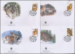 ** 2000 WWF: Európai Hiúz Sor Négyescsíkban + Sor 4 Db FDC-n Mi 373-376 - Autres & Non Classés