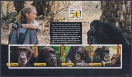 ** 2012 Gombe Nemzeti Park, Jane Goodall, Majmok 4 Bélyeget Tartalmazó Blokk - Autres & Non Classés