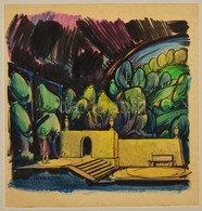 Varga Mátyás (1910-2002): Vidróczki Kastély. Akvarell, Papír-karton, Jelzés Nélkül, 45×45 Cm - Autres & Non Classés