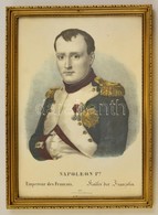 Cca 1810 Napoleon 1er, Empereur Des Français / Kaiser Der Französen, Színezett Kőnyomat, üvegezett Fa Keretben, 30×21 Cm - Stiche & Gravuren