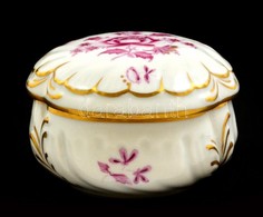 Herendi Porcelán Virágmintás Bonbonier, Kézzel Festett, Jelzett, Hibátlan, D: 7,5 Cm, M: 5 Cm - Altri & Non Classificati