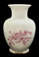 Hollóházi Virágmintás Porcelán Váza, Matricás, Jelzett, Hibátlan, M: 14 Cm - Altri & Non Classificati