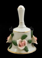 Rózsákkal Díszített Porcelán Csengő, Kézzel Festett, Jelzés Nélkül, Hibátlan, H:10 Cm - Autres & Non Classés