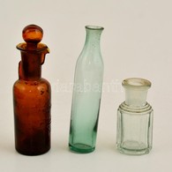 3 Db Régi üveg, Egy Feliratos, Beszorult Dugóval 11 Cm - Glass & Crystal