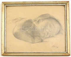 Lázár Szilárd (?-?): Alvó Gyermek. Szén, Papír, Jelzett, üvegezett Keretben, 19×24 Cm - Autres & Non Classés