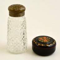 Egy üveg-réz Sószóró 13 Cm és Egy Fém Dobozka - Altri & Non Classificati