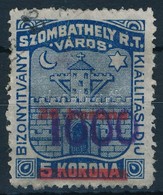 1922 Szombathely Bizonyítvány Kiállítási Díj 15 Sz. Bélyeg (12.000) - Non Classés