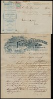 1897-1898 Eger, Bánhegyi C.J. Fejléces Számlája, Benyomott 1 Kr. Számlabélyeggel,Wien, Friedrich Drexler Cég Levele, Fej - Unclassified