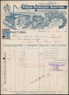 1907 Miskolc, Borsod-Miskolci Gőzmalom Fejléces Számlája, 10 F. Számlabélyeggel - Unclassified