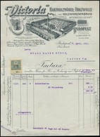 1910 Bp., 'Victoria' Fa Bútor , és Faárú Gyárának Fejléces Számlája, 10 F. Okmánybélyeggel - Non Classés