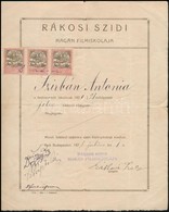 1921 Rákosi Szidi Magán Filmiskolája Bizonyítványa, Aláírásokkal, Okmánybélyegekkel - Non Classés