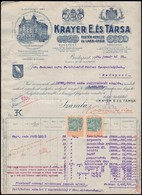 1924 Bp., Krayer E. és Társa Festék-kence és Lakk-gyárának Fejléces Számlája, 2 Db 100 Kr Okmánybélyeggel - Non Classificati