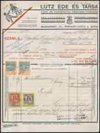 1925 Bp., Lutz Ede és Társa Lakk- és Festékgyár Fejléces Számlája, 2 Db 100 Kr, 1 Db 25000 Kr, 1 Db 10000 Kr Okmánybélye - Non Classificati