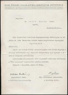 1934 Egri Érseki Jogakadémia Barátainak Szövetségének értesítése Dr. Jetts Gyula ügyésszé Választásáról, Az Szövetség üg - Non Classificati