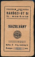 1936 Program Jegyiroda Fényképes Igazolványa - Non Classés