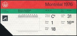 1976 Belépő A Montreali Olimpia Kenu Versenyére / Ticket For The Montreal Olympic Games, Canoeing - Non Classificati