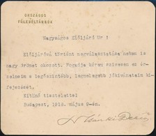 1918 Csánki Dezső (1857-1933) Főlevéltárnok, Történész, Művelődéspolitikus, MTA Tag Gépelt Gratuláló Sorai Badál Ede I.  - Non Classés