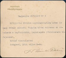 1918 Csánki Dezső (1857-1933) Főlevéltárnok, Történész, Művelődéspolitikus, MTA Tag Gépelt Gratuláló Sorai Badál Ede I.  - Unclassified