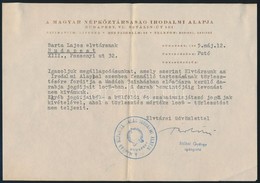 1955 Bölöni György (1882-1959) író, Magyar Népköztársaság Irodalmi Alapjának Igazgatójának (1950-1959) Gépelt Levele Bar - Non Classés