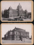 Cca 1891 Prága, Rudolfinum és Nemzeti Múzeum épülete, 2 Db Keményhátó Fotó, A Kartonok Sarkai Kopottak, Kissé Sérültek,  - Altri & Non Classificati