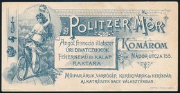 Politzer Mór úri Divatcikkek Komárom Számolócédula - Reclame